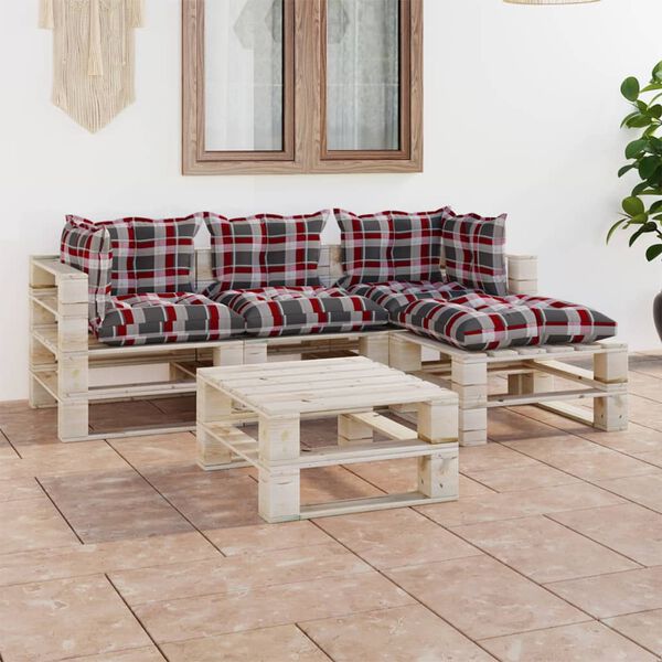 vidaXL 5-tlg. Garten-Lounge-Set aus Paletten mit Kissen Kiefernholz