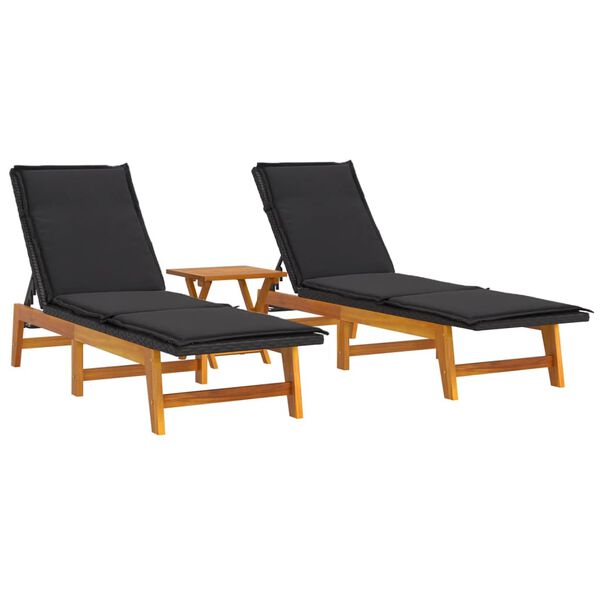 vidaXL 3-tlg. Garten-Lounge-Set Poly Rattan & Massivholz Akazie