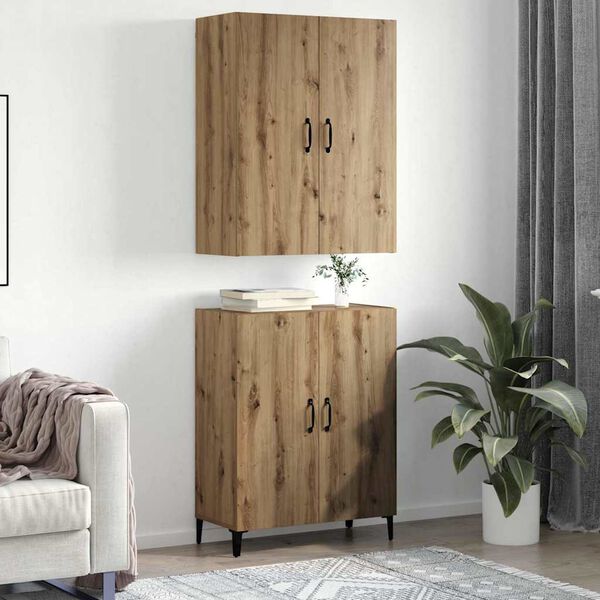 vidaXL Highboard 2 pcs Artisan-Eiche Holzwerkstoff