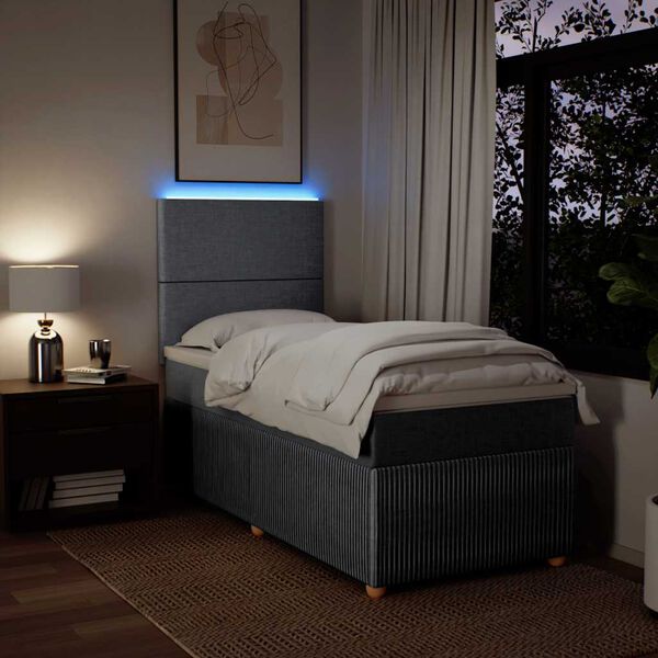 vidaXL Boxspringbett mit Matratze Hellgrau 90x200 cm Stoff