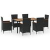 vidaXL 7-tlg. Garten-Essgruppe mit Auflagen Poly Rattan