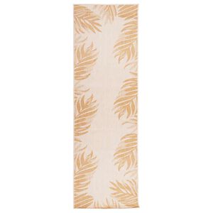 vidaXL Outdoor-Teppich Flachgewebe 80x250 cm Blattmuster