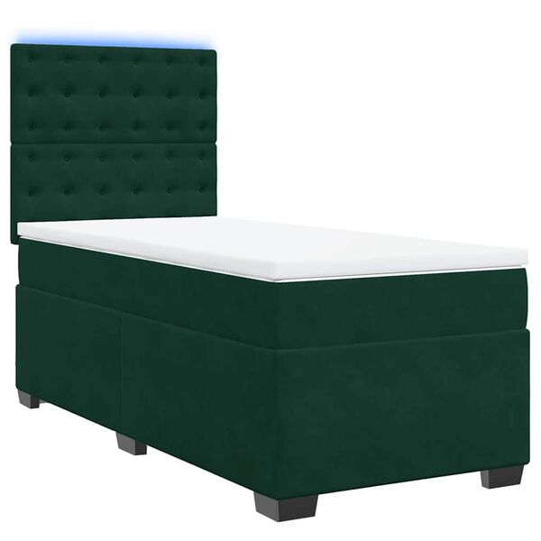 vidaXL Boxspringbett mit Matratze Dunkelgr&uuml;n 90x190 cm Samt