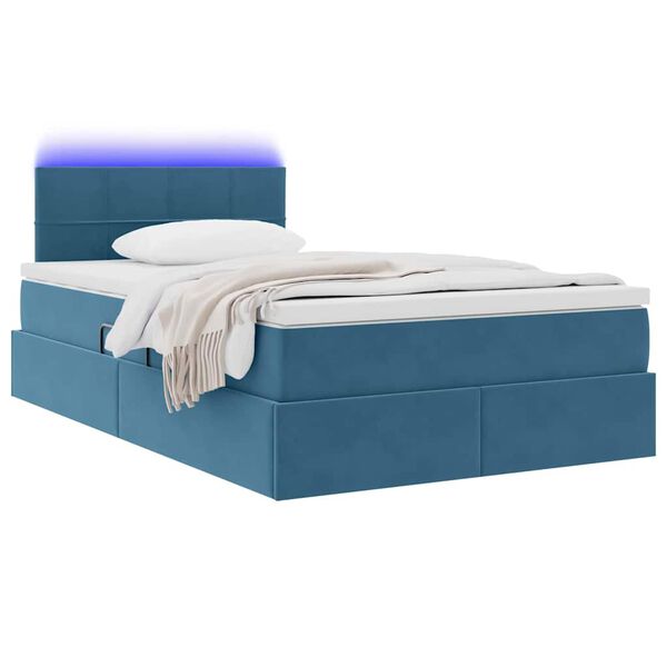 vidaXL Bett mit Stauraum und LED mit LED Dunkelblau 120 x 200 cm Samt