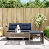 vidaXL 3-teiliges Gartensofa-Set mit Kissen, grau, Polyrattan