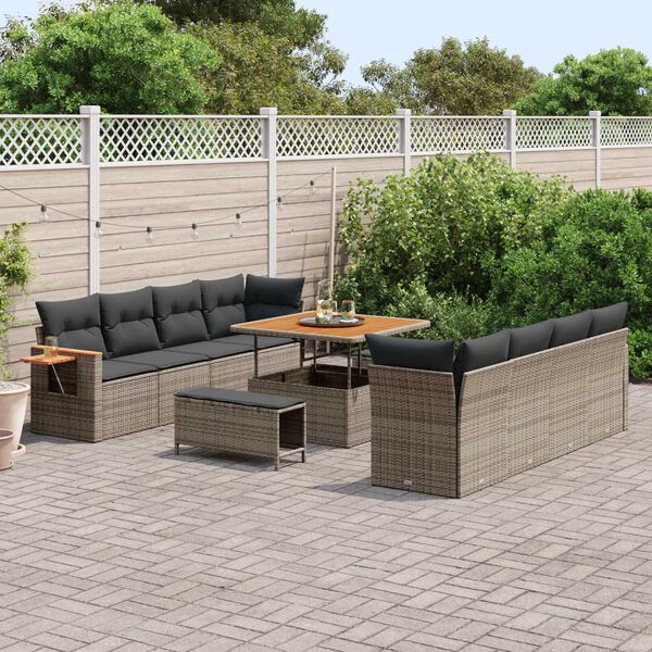 vidaXL Garten-Sofa-Set mit Kissen 11 pcs Grau 100 x 100 x 71 cm
