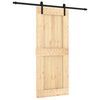 vidaXL Schiebet&uuml;r Nat&uuml;rlich und Schwarz 85 x 210 cm Massivkiefer