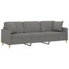 vidaXL 3-Sitzer-Sofa mit Kissen Dunkelgrau 210 cm Stoff