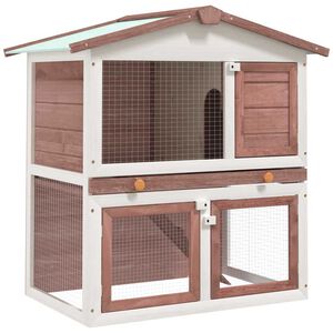 vidaXL Kaninchenstall 3 T&uuml;ren Braun Holz