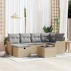 vidaXL Garten-Sofa-Set mit Kissen mit Speicher 7 pcs Beige Poly Rattan