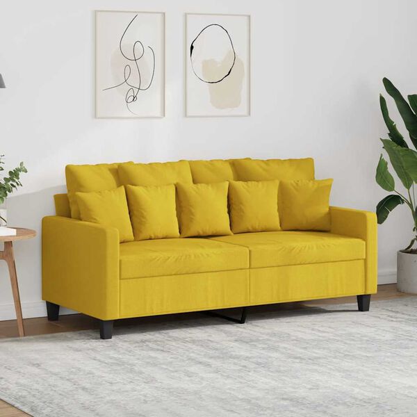 vidaXL 2-Sitzer-Sofa Hellgelb 140 cm Stoff
