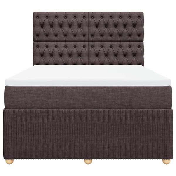 vidaXL Boxspringbett mit Matratze Dunkelbraun 140x190 cm Stoff