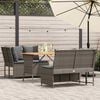 vidaXL 3-tlg. Garten-Sofagarnitur mit Kissen Grau Poly Rattan