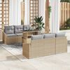 vidaXL Garten-Sofa-Set mit Speicher 7 pcs Beige Poly Rattan