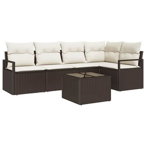 vidaXL Sofa Set mit Kissen 6 pcs Braun Poly Rattan