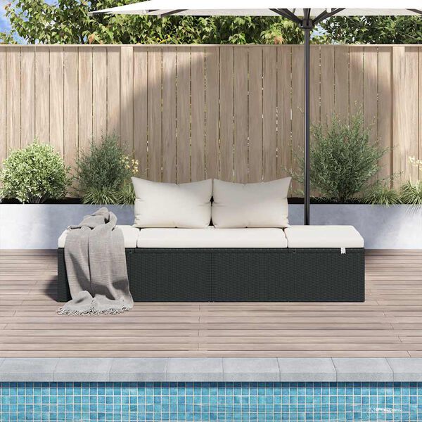 vidaXL Gartenbett Schwarz 195&times;60 cm Poly Rattan