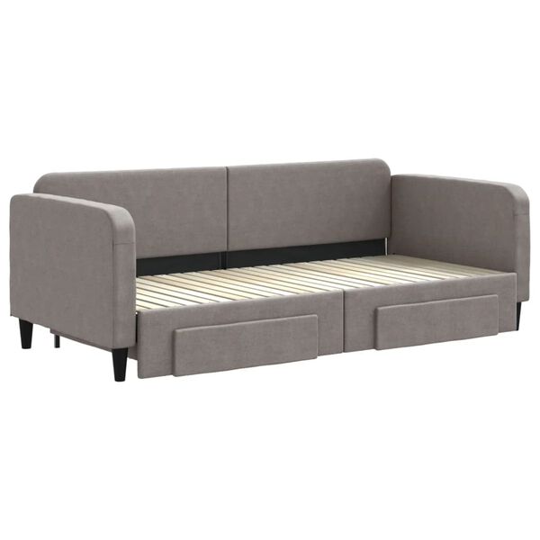vidaXL Tagesbett Ausziehbar mit Schubladen Taupe 90x200 cm Stoff