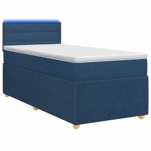 vidaXL Boxspringbett mit Matratze mit Kopfteil Blau 100 x 200 cm Stoff