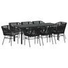 vidaXL Garten Essgruppe 9 pcs Schwarz Pulverbeschichteter Stahl