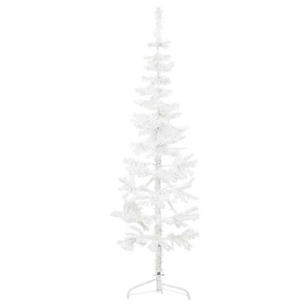 vidaXL Künstlicher Halb-Weihnachtsbaum mit Ständer Schlank Weiß 150 cm