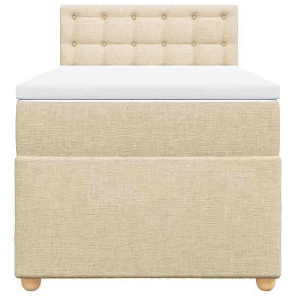 vidaXL Boxspringbett mit Matratze Creme 90x200 cm Stoff