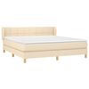 vidaXL Boxspringbett mit Matratze Creme 160x200 cm Stoff
