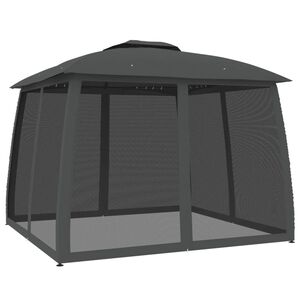 vidaXL Pavillon mit Doppeldach & Netzw&auml;nden Anthrazit 2,93x2,93m Stahl