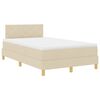 vidaXL LED Boxspringbett mit LED-Lichtleisten Creme 120 x 200 cm Stoff