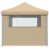 vidaXL Partyzelt Faltbar Pop-Up mit 4 Seitenteilen Beige