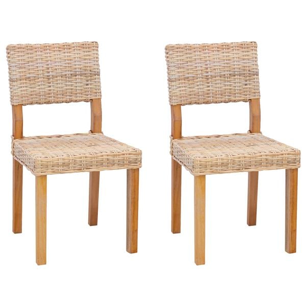 vidaXL 2 pcs Natur 45 x 55 x 84 cm Kubu Rattan