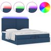 vidaXL Ottoman-Bett mit Matratzen & LEDs Blau 200x200 cm Stoff