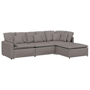 vidaXL Modulares Sofa mit Fu&szlig;hocker Kissen Stoff Taupe