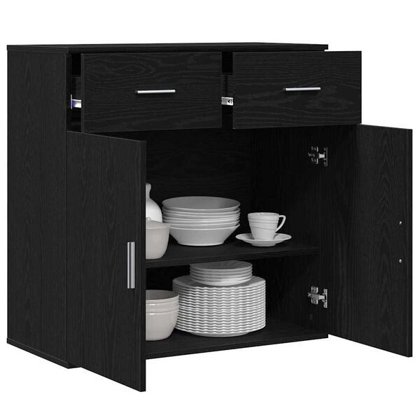 vidaXL Sideboard Schwarz Eichen-Optik 78 x 38 x 80 cm Holzwerkstoff