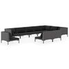vidaXL 10-tlg. Garten-Lounge-Set mit Kissen Poly Rattan Dunkelgrau