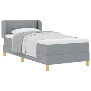 vidaXL Boxspringbett mit Matratze Hellgrau 90 x 190 cm Stoff