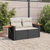 vidaXL Gartensofa mit Kissen 2-Sitzer Schwarz Poly Rattan