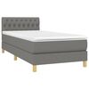 vidaXL Boxspringbett mit Matratze & LED Dunkelgrau 90x190 cm Stoff