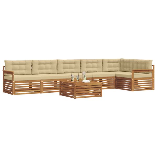 vidaXL Outdoor-Sofagarnitur mit Kissen 7 pcs Natur und Beige