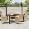 vidaXL Garten Essgruppe mit Kissen 5 pcs Beige Poly-Rattan