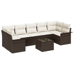 vidaXL Gartensofa-set 8 stk. Braun und Creme Poly-Rattan