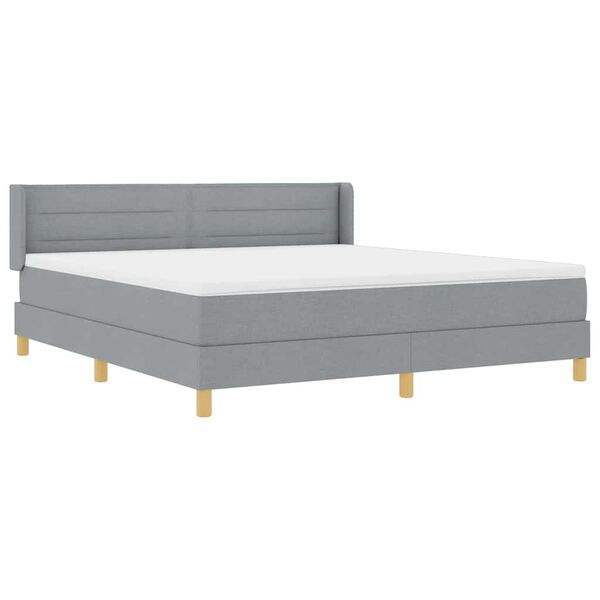 vidaXL Boxspringbett mit Matratze Hellgrau 200 x 180 cm Stoff
