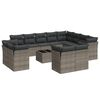 vidaXL 13-tlg. Garten-Sofagarnitur mit Kissen Grau Poly Rattan