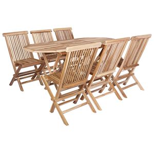 vidaXL Gartenm&ouml;bel Set 7 Stk. Natur Massivholz Teak