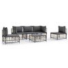 vidaXL 6-tlg. Garten-Lounge-Set mit Kissen Anthrazit Poly Rattan
