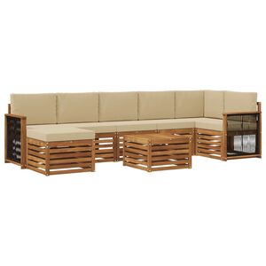 vidaXL Outdoor-Sofagarnitur mit Kissen 7 pcs Natur