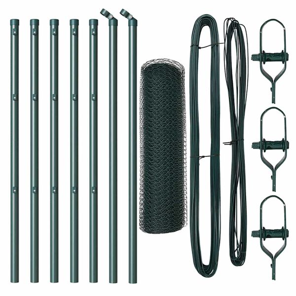 vidaXL Zaunpfosten Gr&uuml;n 10 x 0,6 m (13 mm Maschen) Stahl und PVC