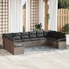 vidaXL Sofa Set mit Kissen 10 pcs Grau Poly Rattan
