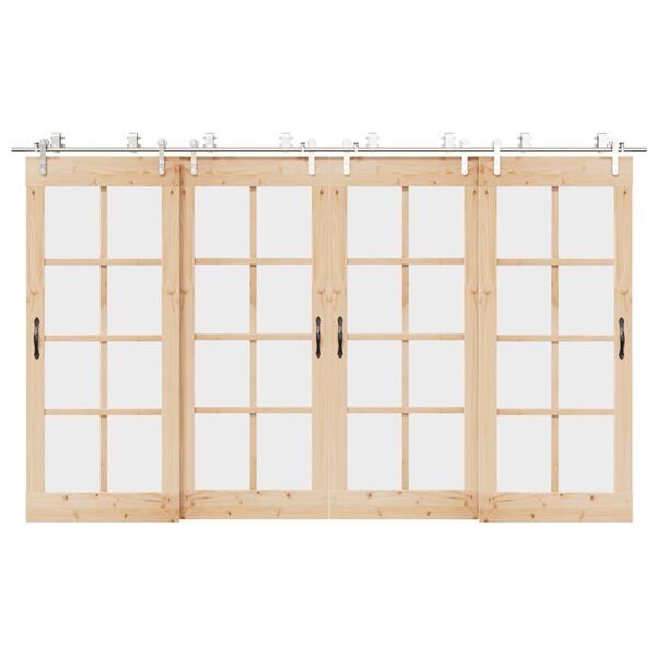 vidaXL Schiebetür-Beschlagsatz 366 cm Edelstahl Silbern