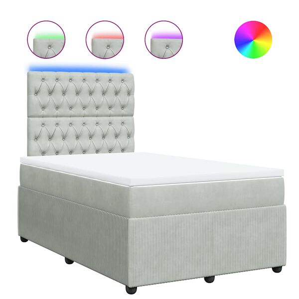 vidaXL Boxspringbett mit Matratze Hellgrau 120x200 cm Samt