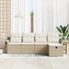 vidaXL Garten-Sofa-Set mit Kissen mit Speicher 5 pcs Beige Poly Rattan